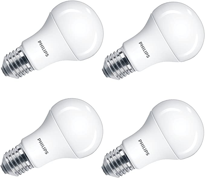 Philips LED A60 E27 Edison Screw Light Bulb, Frosted, 13 W (100 W) - Cool White, Pack of 4