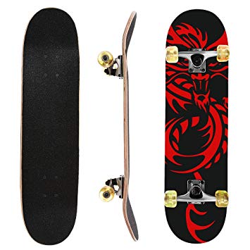 ChromeWheels 31 inch Skateboard Complete Longboard Double Kick Skate Board Cruiser 8 Layer Maple Deck for Extreme Sports and Outdoors