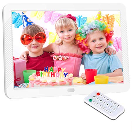 Digital Picture Frame 8 Inch Digital Photo Frame HD 1920X1080P with Remote Control 16:9 IPS Display Auto Slideshow Zoom Image Stereo Video Music Player Support USB SD Card 180° View Angle White