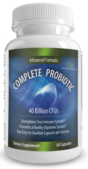 Pinnacle Nutrition 40 Billion CFUs Probiotics - Lactobacillus Acidophilus Premium Digestive Supplement To Reduce Gas Bloating and Constipation in Men Women 60 Capsules Moneyback Guarantee Included