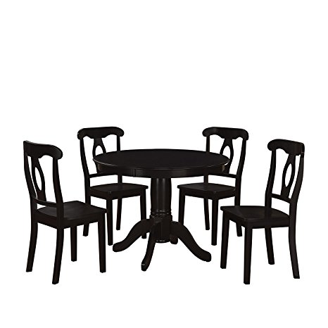 Dorel Living 5-Piece Aubrey Traditional Pedestal Height Dining Set, Black