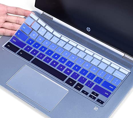 CaseBuy Keyboard Cover for 2020 2019 HP Chromebook x360 14 inch 2-in-1 Touchscreen, HP Chromebook x360 14-DA 14B-CA Keyboard Skin, HP Chromebook 14 Accessories, Gradual Blue