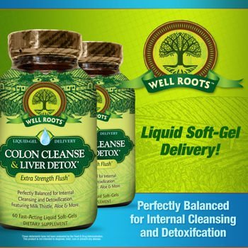 Well Roots Colon Cleanse and Liver Detox 2 Bottles Total of 120 Liquid Softgels