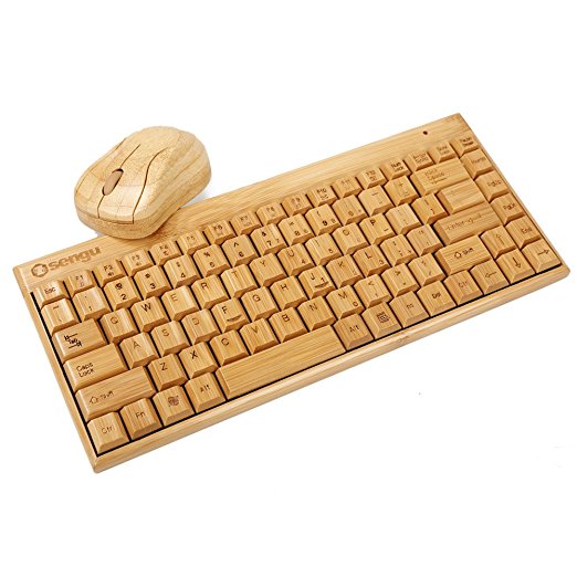 Sengu SG-KG101-N MG94-N 2.4GHz Full Bamboo Handmade Wireless keyboard and Mouse Combo(1 key pad)