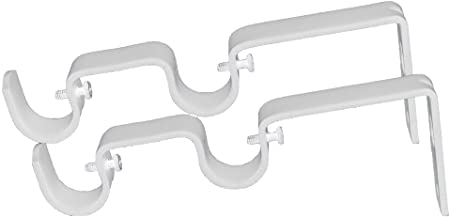 Urbanest Set of 2 Double Curtain Rod Bracket for 3/4" or 5/8", Glossy White