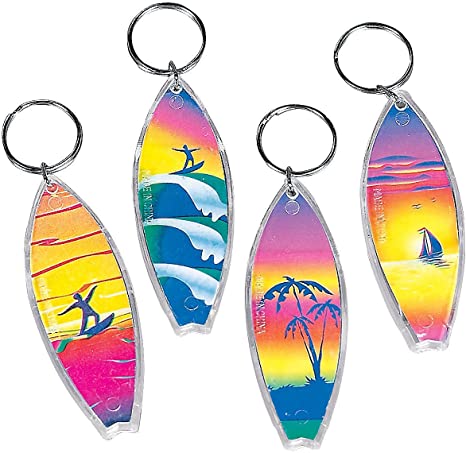 Fun Express - Assorted Surf Board Key Chains (1-Pack of 12)