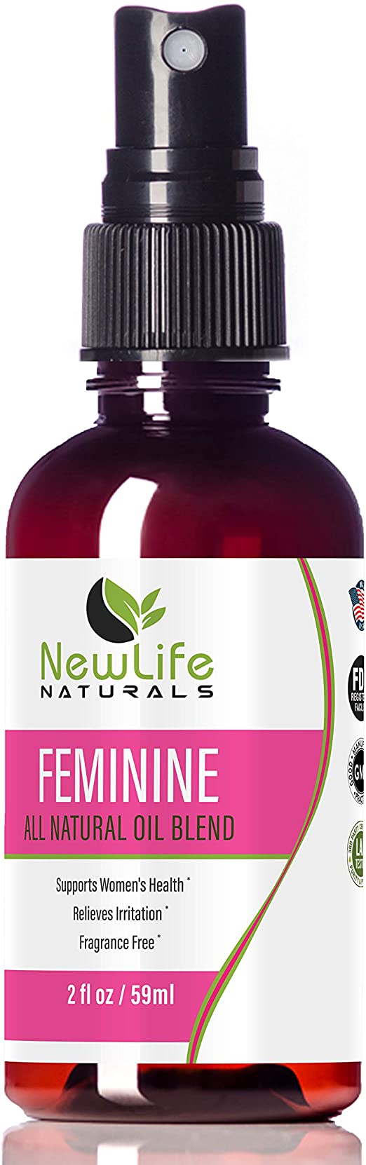 NewLife Naturals Intimate Feminine Spray: All Natural Vaginal Spray with Essential Oils to Restore pH Balance and Yeast Infection/BV Symptom Treatment - Made in USA, 2 Ounces