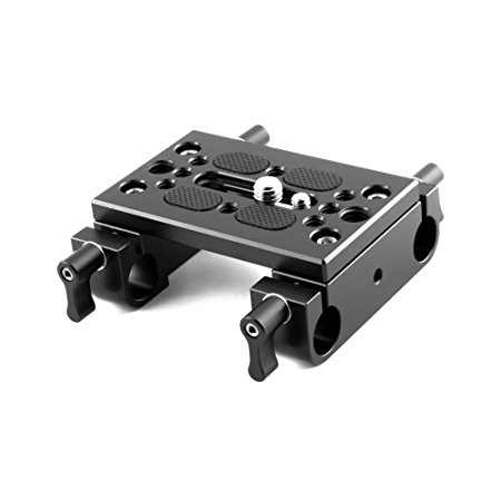 NICEYRIG Tripod Mounting Plate with 15mm Rod Clamp Railblock for Rod Support / Dslr Rig Cage