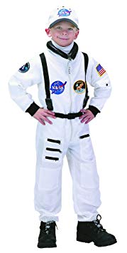 Aeromax Jr. Astronaut Suit Apollo 11 Costume with Cap, 8/10, White