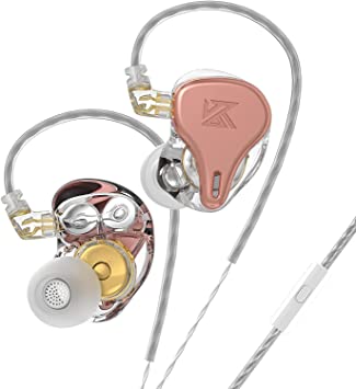 Linsoul KZ x HBB DQ6S 3DD Triple Dynamic Drivers Array HiFi in Ear Earphones with Strong Bass, Detachable 0.75mm 2Pin Silver Plated OFC Cable for Musician Audiophile (with mic, Rose Gold)