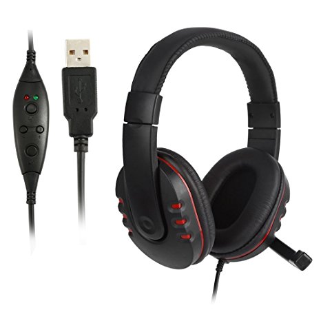 Elepawl USB Surround Stereo Wired PC Gaming Headset Over Ear Headphones with Mic Revolution for Sony PS3 PC Game