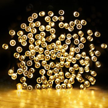 LE® Solar Power LED String Lights, 49ft/15m 100 LEDs, Waterproof Ambiance Lighting, 3000K Warm White, Starry Fairy Lights with Light Sensor, Outdoor and Indoor Use, Home/Wedding/Holiday Decoration