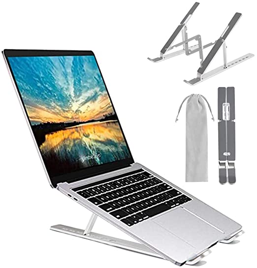 M JJYPET Laptop Stand, Aluminum Computer Holder, Ergonomic Laptops Elevator for Desk, Adjustable Notebook Stand for Laptop Compatible up to 17 inches,Foldable, Portable