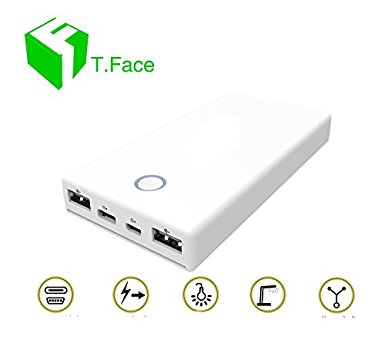 T.Face Two-way Quick Charge 12000 mAh QC, Qualcomm Quick Charge 3.0 Portable Charger, Backwards Compatible With 2A   3.0 5V 9V 12V , Flash Light for Outdoors Power Bank for Samsung, iPhone, iPad