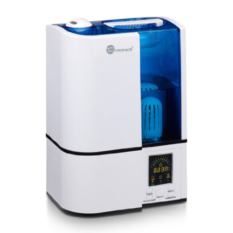 TaoTronics Ultrasonic Cool Mist Home Humidifier with Constant Humidity Mode Mist Level Control Timing Settings Built-in Water Purifier LED Nightlight Zero Noise Auto Shut-off 30W 4L - TT-AH001