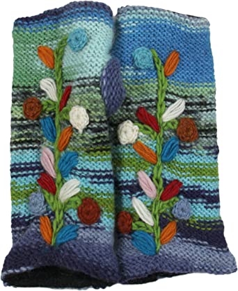 Hand Knit 100% Wool Fleece Lined Hand Warmer/Glove