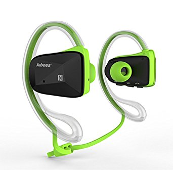 Sweat Proof Sport Wireless APT-X Bluetooth 4.0 Music Stereo Headset/Headphone/Earbud With NFC&Dual Microphone--Handsfree for Iphone 6 6Plus, 5S 5 4S, Galaxy Note 3 2 S4 S3 and Google,Sony,LG , other Smartphones (Green)