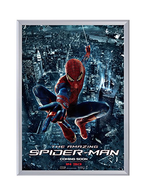 Silver Movie Poster Frame 27x40 Inches, 1.2" Aluminum Profile, Front Loading Snap Display, Wall Mount