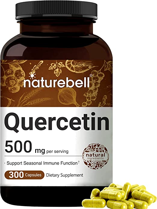 Naturebell Quercetin 500mg Per Serving | 300 Capsules, Ultra Strength Quercetin Supplement | Bioflavonoids for Healthy Immune Response, Anti-Inflammatory & Internal Circulation