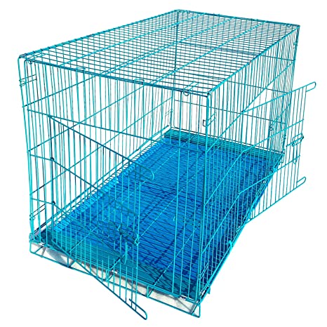 Midwest Dog Cage Double Door Heavy Duty Folding Metal Kennel for Large Breed Adult Size Fully Grown Dogs (LENGTH-125 cm * Width -68 cm * HEIGHT-73 cm) 49 Inchs