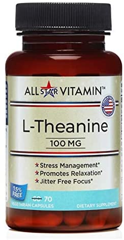 L-Theanine, 100 mg, 70 Vegetarian Capsules, Stress Free, Relaxation, Focus, Non-GMO, Gluten Free, All-Star Vitamin