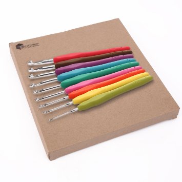 9pcs Colorful Soft Plastic Handle Aluminum Crochet Hooks Needles 2mm-6mm Knitting Knit Yarn Weave Craft