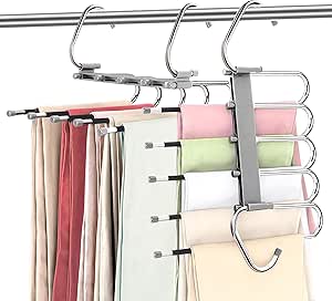 Utopia Home Pants Hangers Space Saving 2 Pack - Clothes Hanger with S-Type Stainless Steel Hook & Anti-Slip Design - Closet Organizer for Jeans, Trousers, Skirts, Scarf & Slacks (Grey)