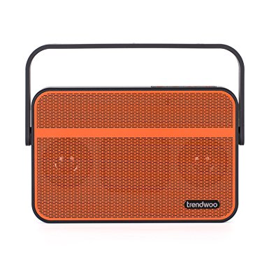 Bluetooth Speakers, Trendwoo 10W Powerful Portable Wireless Stereo Speaker Waterproof with Carrying Handle ( Dual 5W Drivers, 10Hours Playtime, Built in Microphone) for Outdoor & Indoor (Orange)