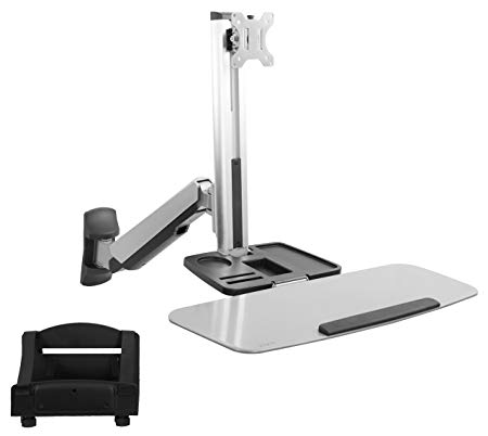 VIVO Single Monitor & Keyboard Counterbalance Sit-Stand Wall Mount | Ergonomic Standing Transition Workstation (STAND-SIT1W)