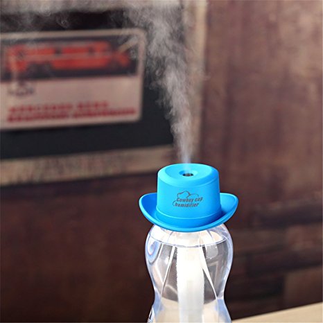 KANGVO Cowboy Cap USB Mini Portable Air Humidifier,Mini Cool Mist Humidifier Aromatherapy (Blue)