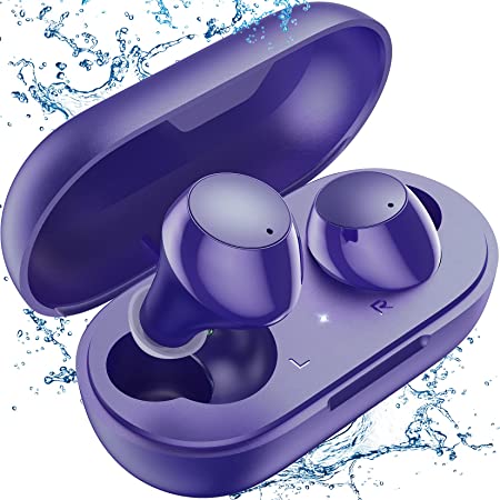 Bluetooth Earbuds,kurdene Wireless Earbuds with Wireless Charging case,Touch Control in Ear Bluetooth 5.0 Waterproof Headphones CVC 8.0 Noise Cancelling with Deep Bass Sound for Sports(Purple)