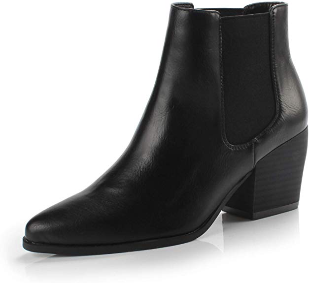 DUNION Women's Slip On Glamour Fashion Chunky Heel Ankle Boot