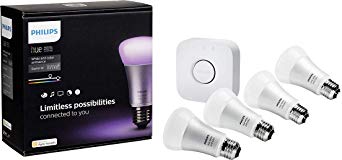 Philips 456194 Hue White and Color Ambiance Starter Kit, 4 A19 Bulbs and 1 Bridge, (2nd Generation), Compatible with Alexa and Apple Homekit (Certified Refurbished)