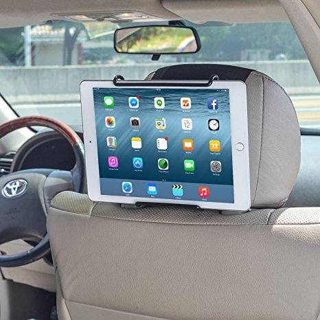 TFY Universal Car Headrest Mount Holder with Angle- Adjustable Holding Clamp for Tablet - iPad 2 / 3 / 4 - iPad Mini - iPad Air - iPad Pro - Samsung Galaxy Tab S2 - Tab A and More