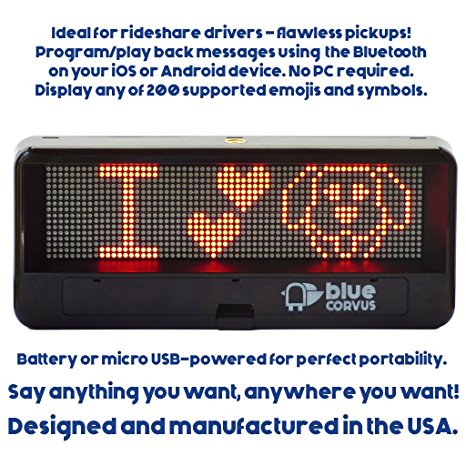 The Bird - Your Personal, Portable, Bluetooth Programmable Scrolling LED Sign for Rideshare, Vehicle, Home, or Office - Designed and Manufactured in the USA!