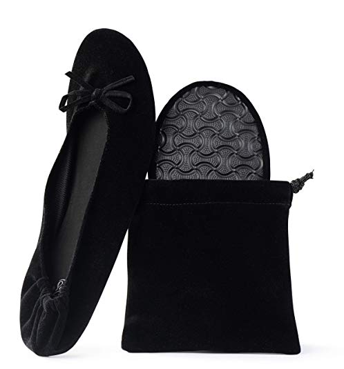 Silky Toes Women’s Velvet Foldable Ballet Flats Portable Travel Shoes