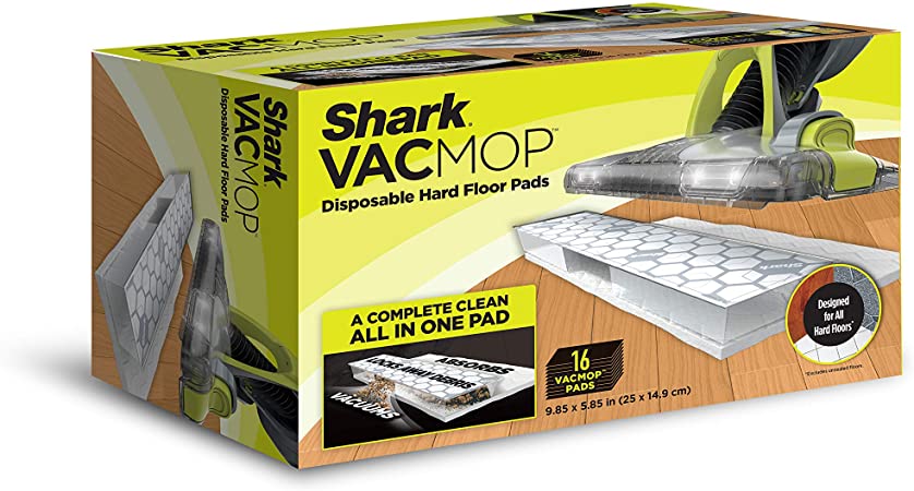 Shark VMP16 VACMOP Disposable Hard Floor Vacuum and Mop Pad Refills 16 Count, White