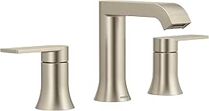 Moen Genta LX Brushed Nickel Two-Handle High Arc Widespread Bathroom Sink Faucet for 3-Hole Setups with Valve Included, TV6708BN