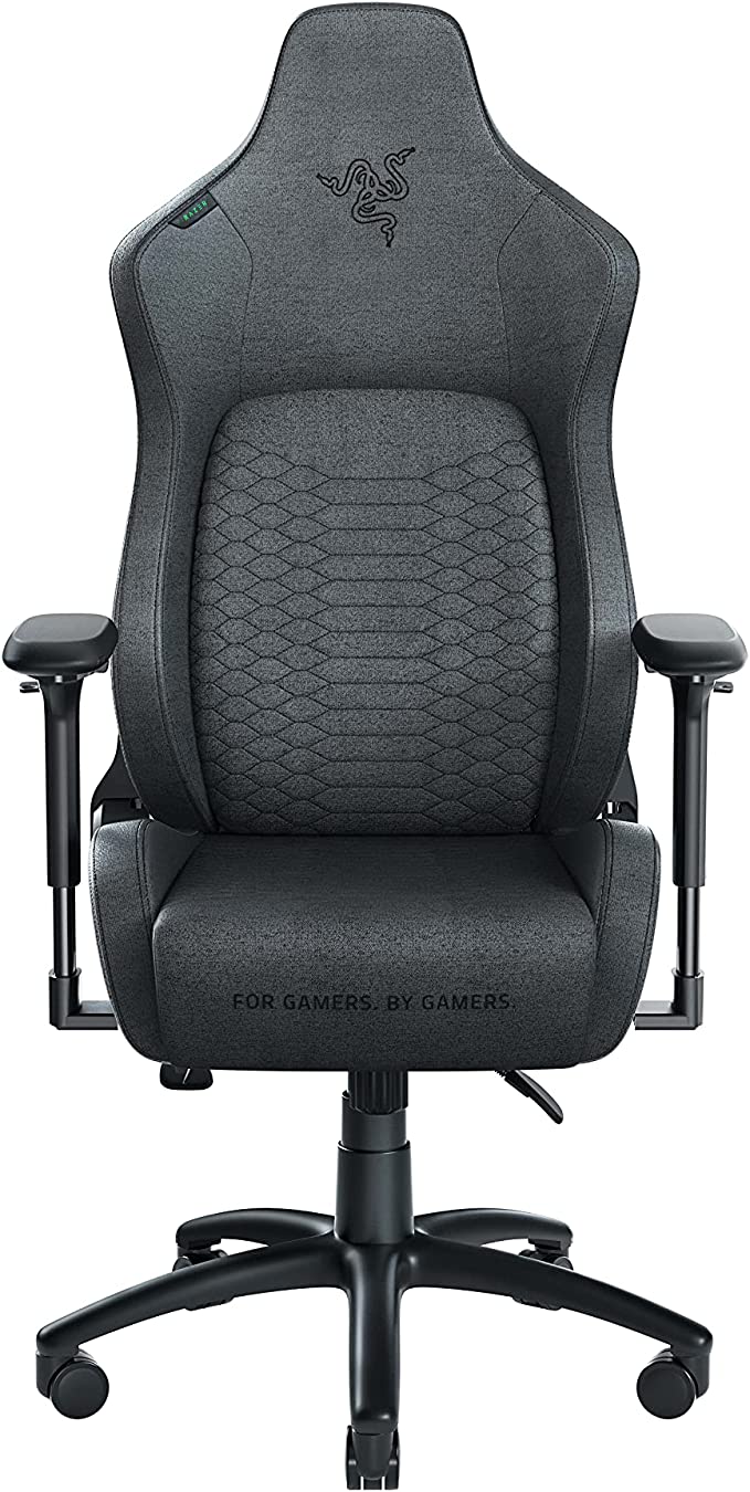 Razer Iskur - Premium Gaming Chair with Integrated Lumbar Support (Desk Chair/Office Chair, Multi-layer Synthetic Leather, Foam Padding, Head Pad, Height Adjustable) Fabric| XL