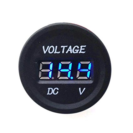 MICTUNING Car Voltmeter Universal for Vehicle Truck Marine, 12-24V DC LED Digital Display (Blue)