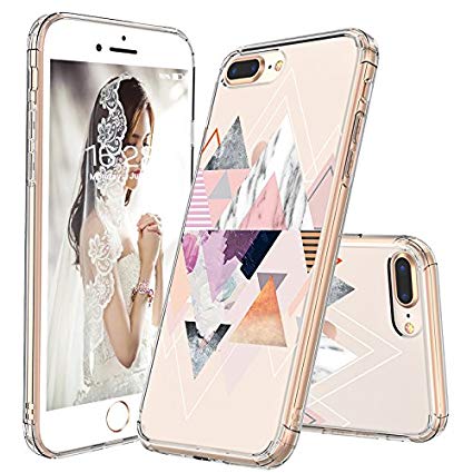 iPhone 8 Plus Case, iPhone 7 Plus Case Clear, MOSNOVO Geometric Marble Pattern Clear Design Printed Hard Back Case with TPU Bumper Protective Cover for iPhone 7 Plus (2016) / iPhone 8 Plus (2017)