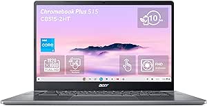 Acer Chromebook Plus 515 CB515-2HT-31ZV avec Google AI - Ordinateur Portable 15,6'' Full HD (Intel Core i3-1215U, 8Go LPDDR5X, 256Go SSD, Intel UHD Graphics, Chrome OS) Clavier AZERTY (Français), Gris