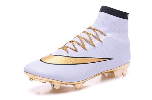 Mens Mercurial X10 Superfly IV Soccer Boots White-Gold High Top Football Shoes