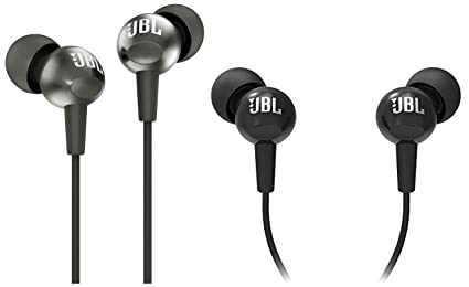 JBL C200SI, Premium in Ear Wired Earphones with Mic, Signature Sound, One Button Multi-Function Remote, Angled Earbuds for Comfort fit (Gun Metal) & C100SI Wired in Ear Headphones with Mic