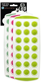 Mini Ice Cube Trays with Flexible Silicone Bottom For Easy Release Pop out | Set Of 3 Ice Molds BPA Free