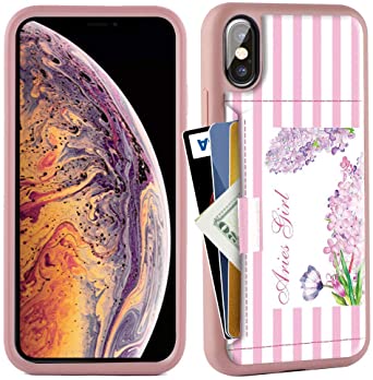 ZVE Case for Apple iPhone Xs and X, 5.8 inch, Wallet Case with Credit Card Holder Slot Slim Leather Pocket Protective Case Cover for Apple iPhone Xs and X 5.8 inch (Aries Series)- Pink Hyacinth