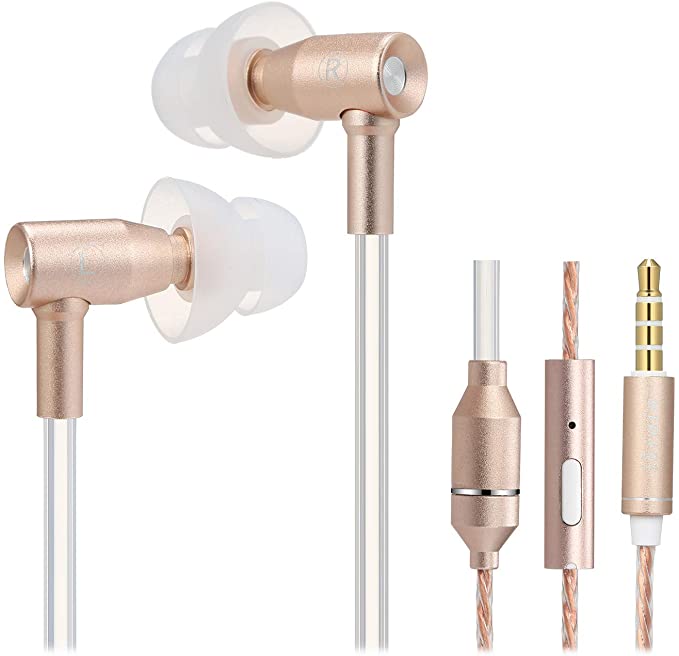 Docooler Air Tube Earbud Headphone Anti-Radiation in-Ear Headset EMF-Free Wired Stereo Earphone with Microphone & Volume Control - Compatible with Smart Devices