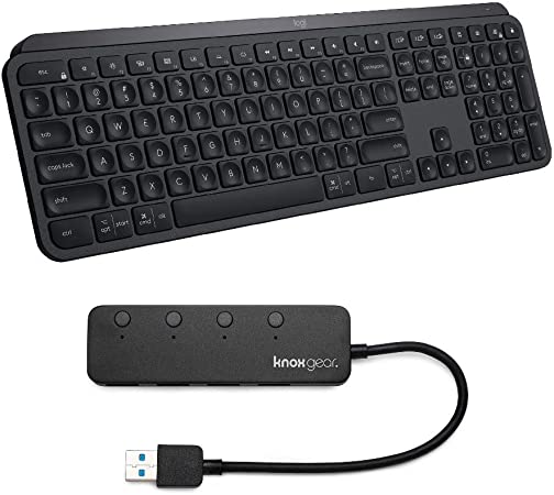 Logitech MX Keys Advanced Wireless Illuminated Keyboard with Knox Gear 4 Port USB Hub Bundle (2 Items)