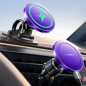 LISEN for 15W MagSafe Car Mount Charger,Universal iPhone Magnetic Wireless Car Charger,MagSafe Charging Mount Wireless for iPhone 16 Pro Max Accessories Fits iPhone 16 15 14 13 12,Matte Purple