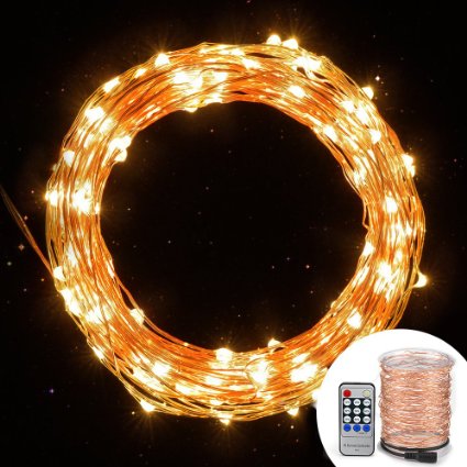Cymas LED String Lights Dimmable, Starry String Light Copper Wire 33 Feet Waterproof Decorative Rope Lighting Indoor or Outdoor for Christmas, Weddings, Party